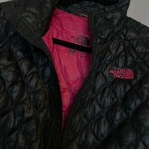 The North Face Black Quilted Jacket with Pink Lining